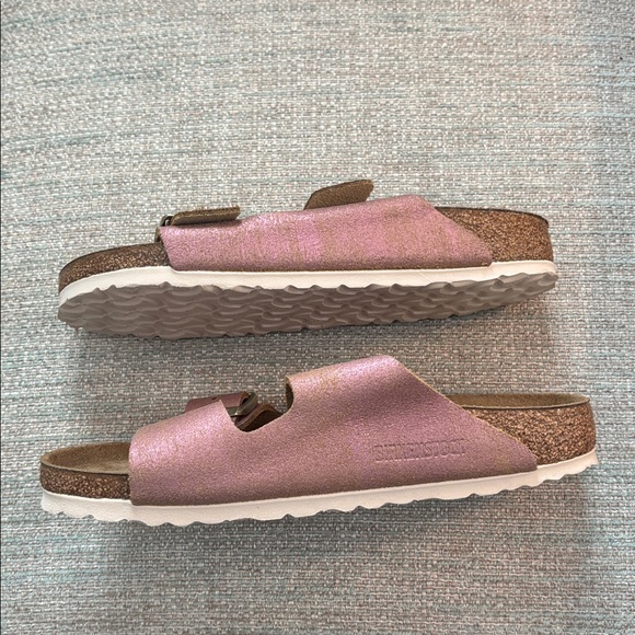 Birkenstock Arizona Washed Metallic Pink Leather Sandals EU 38 Women’s size 7 - Picture 9 of 11